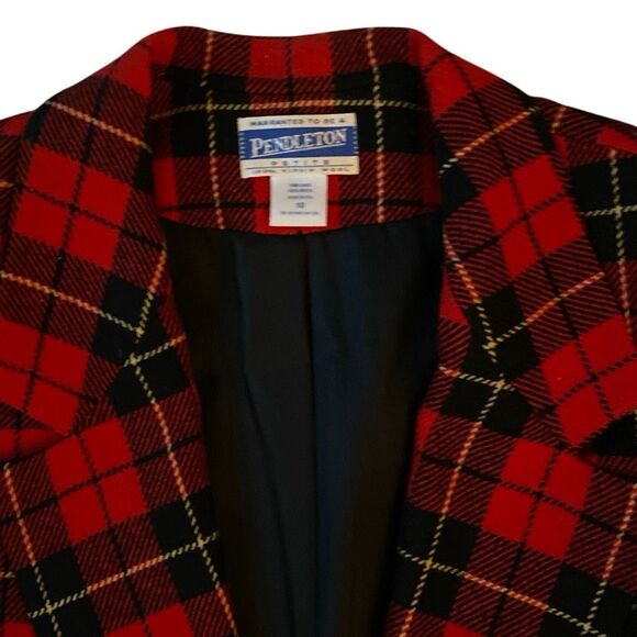 Vintage Pendleton Blazer Tartan Plaid Size 10 100% Wool Gold Buttons Jacket USA - Picture 2 of 7
